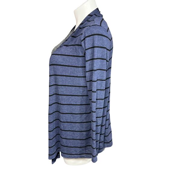 Rue21 Womens Cardigan Sweater Striped Open Drape Front Knit Stretch Blue Large - Picture 6 of 9